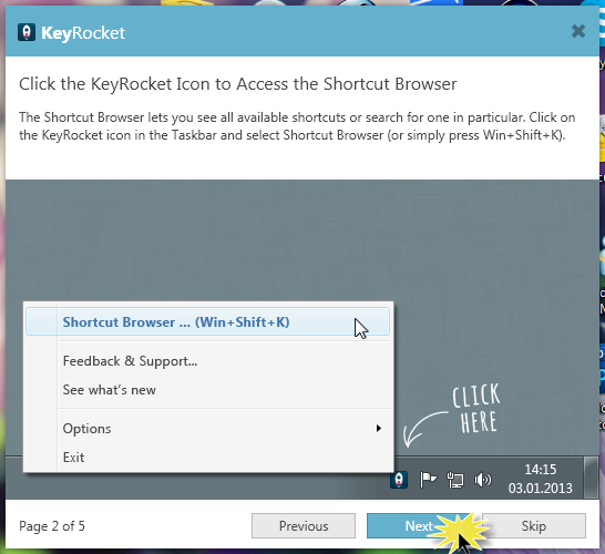 برنامج KeyRocket لمعرفة اختصارات بعض البرامج  Attachment